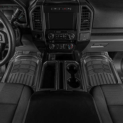 Cat® CAMT-9014 (4-Piece) Heavy Duty Deep Dish Rubber Floor Mats, Trim to Fit for Car Truck SUV & Van, All Weather Total Protection Durable Liners - color: Black, style: CAMT-9014