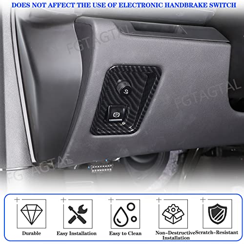 Car Electronic Handbrake Trim Cover Compatible with Chevrolet Corvette C8 2020-2025, ABS Dashboard Electronic Handbrake Switch Panel Cover Trims (Carbon Fiber Pattern Black) - color: Carbon Fiber Pattern Black