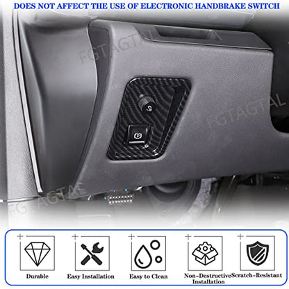 Car Electronic Handbrake Trim Cover Compatible with Chevrolet Corvette C8 2020-2025, ABS Dashboard Electronic Handbrake Switch Panel Cover Trims (Carbon Fiber Pattern Black) - color: Carbon Fiber Pattern Black