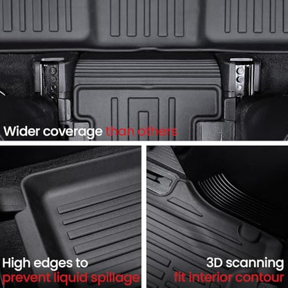 Floor Mats Cargo Mat with Backrest Mats for 2020-2025 Kia Telluride 7/8 Passenger Car Mats Accessories, All Weather TPE Protectors Cargo Liner Seat Back Covers(Floor Mats+2-in-1 Cargo Mat)