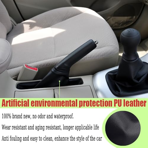 Car Shift Gear Stick Handbrake Cover Manual Shift Boot Black Leather Boot Cover Case for to-yo-ta Co-Rolla 2007 2008 2009 2010 2012 2013 - color: Handbrake dust cover