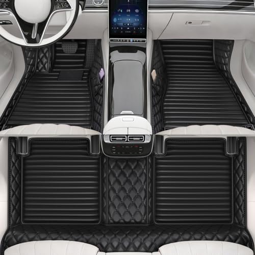 All-Weather car Floor mats, Anti-Slip Leather Floor mats Set, Suitable for 99% of Vehicle Models, Providing Comprehensive Protection for the car Carpet of Your Beloved car. (2+1Black) - color: 2+1Black
