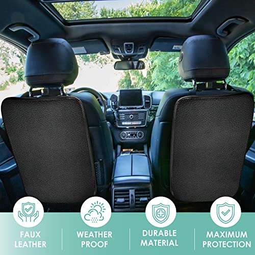 FH Group Faux Leather Auto Seat Back Kick Protectors, Heavy Duty Car Kick Mats for Kids –2-Pack Back Seat Protector for Driver and Passenger Seat