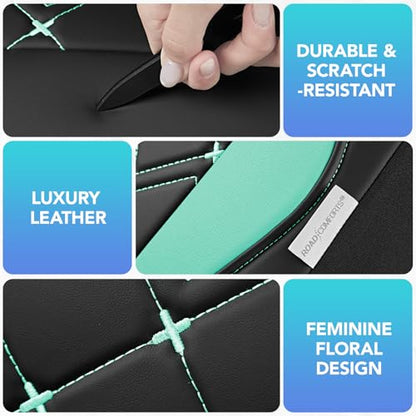 Road Comforts Seat Covers, Premium Leather Car Seat Covers Full Set for Women Girls,Airbag Compatible, Automotive Seat Covers Universal Fit Most Cars,Vans,Truck,SUV - color: Mint Full Set