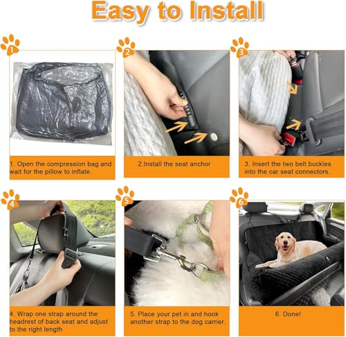 Sephyroth Dog Car Seat for Large Dogs Under 100LBS,Dog Car Bed Washable Pet Travel Safety-Black - color: Black, size: Large