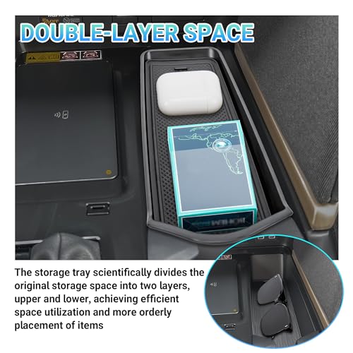 Center Console Organizer 3PC Compatible with 2025-2026 Toyota Camry Accessories, Armrest Storage Box, Charging Zone Anti-Slip Mat and Gear Shifter Right Side Console Organizer Tray - size: Center Console Organizer 3PC
