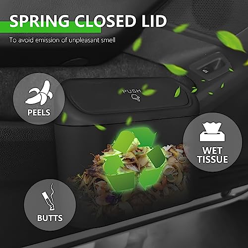 Car Trash Can with 3 Rolls Trash Bags, 1.2 Gallon Vehicle Garbage Bin with Lid & Leak-Proof Design, Portable Auto Waste Container for Cars/Trucks/SUVs, Hangs on Seat or Console (Black) - color: Black