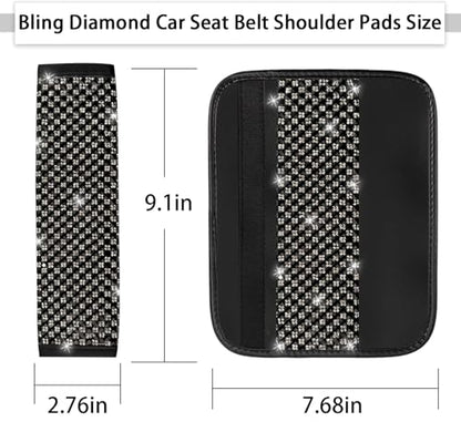 NBTEPEM 2 Pack Bling Car Seat Belt Covers, Diamond Seatbelt Shoulder Protection, Rhinestones Seat Belt Strap Cover Shoulder Pad, Universal Bling Car Interior Accessories Fit for Car/Truck/SUV(Black) - color: Black