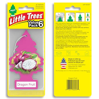 LITTLE TREES Car Air Freshener | Hanging Tree Provides Long Lasting Scent for Auto and Home | 24 Air Fresheners |Dragon Fruit - color: Dragon Fruit, size: 6 Count (Pack of 4)