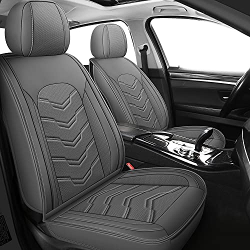 Leather Car Seat Covers Universal fit Most Sedans SUV Trucks (Front seat, Grey) - color: GREY, size: FRONT PAIR