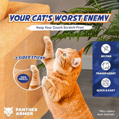 8 Pack Cat Scratch Furniture Protector Tape Sheets – Double-Sided Sticky Training (4 XL, 4 Large) – Anti-Scratch Couch & Sofa Guard – Clear – Not for Leather, Velvet, Microfiber - size: 8 Sheets