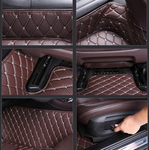 Custom Leather Car Mats, Vehicle-Specific Fit All-Weather Floor Mats, 100% Waterproof Anti-Slip Durable Protection for SUV Truck Sedan, Precision Tailored Protection (Black and Yellow 2 car mat) - color: Black and yellow 2 car mat