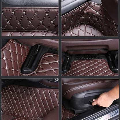 Custom Leather Car Mats, Vehicle-Specific Fit All-Weather Floor Mats, 100% Waterproof Anti-Slip Durable Protection for SUV Truck Sedan, Precision Tailored Protection (Black red 2 car mat) - color: Black red 2 car mat