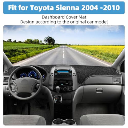 Dash Cover Mat for Toyota Sienna 2004 2005 2006 2007 2008 2009 2010 Non-Slip Dashboard Cover Mat Sunshade UV Rays Protector Interior Accessories - size: Sienna 2004-2010