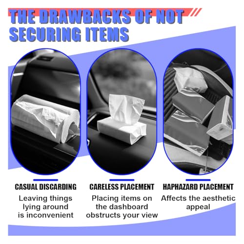 Car Tissue Holder, Leather Backseat Tissues Box Cover Rectangular Car Napkin Holder for 100-150 Tissues Organizer, Large Napkin Case Auto Headrest Hanging Mask Dispenser for SUV Sedan (Black)