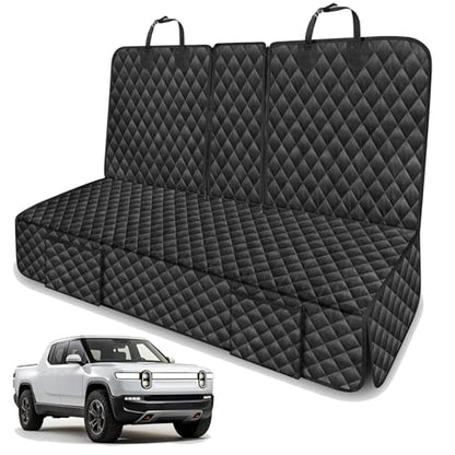 Dog Car Seat Cover for Back Seat Compatible with Rivian R1T R1S Accessories 2022-2025 2026, Waterproof Non-Slip Pet Bench Rear Seat Covers for Large SUV & Large Truck