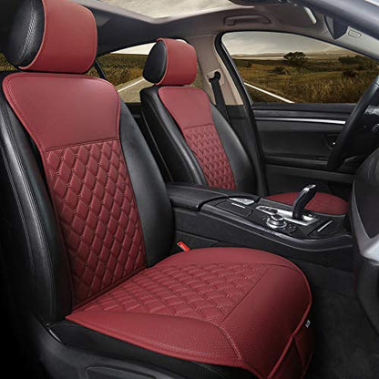 Black Panther 1 Pair Luxury Car Seat Covers Protectors, Universal Anti-Slip Driver Seat Cover with Partial Backrest Coverage (Middle Part Only), Diamond Pattern, Compatible with 95% Cars (Burgundy) - color: Diamond Pattern - Wine Red