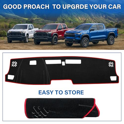 Dash Cover for Chevy Chevrolet Colorado/GMC Canyon 2023-2025 2026 Dashboard Cover Mat Non-Slip Center Console Protector Mat Sunshade (Red Trim) - color: Red