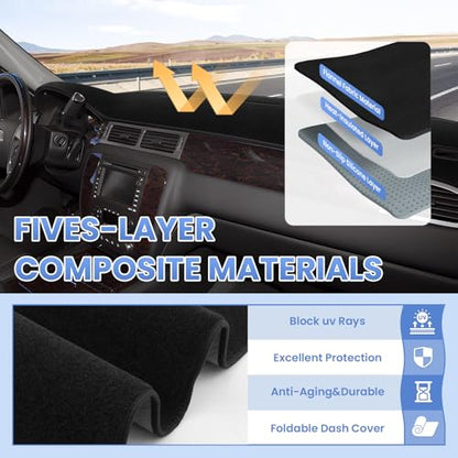 Sunsdrew Dash Cover for 2007-2013 Chevy Silverado Sierra,2007-2014 Chevy Tahoe Suburban Denali Avalanche Dashboard Cover Mat for Suede Dash Mat Accessories Sun Shade Nonslip Mesh Protector No Glare - size: 07-13 Silverado Dash Cover