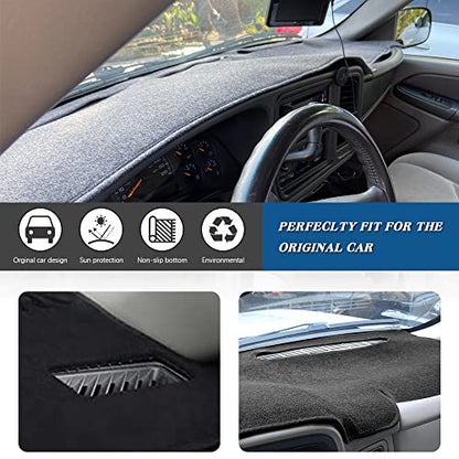 Dashboard Cover Mat Compatible with 1999-2006 Chevy Silverado/GMC Sierra,2000-2006 GMC Yukon XL/Chevy Tahoe Suburban Avalanche Dash Cover Mat Carpet Premium,Black - size: 1999-2006 Chevy and GMC