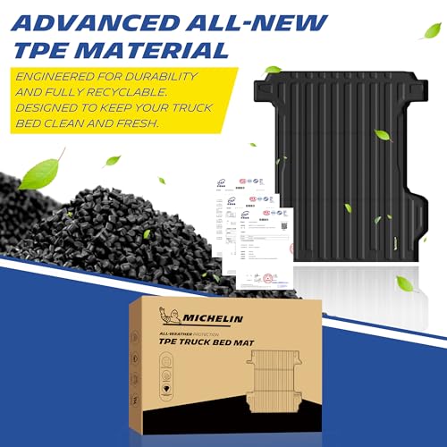 MICHELIN Truck Bed Mat for 2024-2026 Chevy Silverado EV WT/LT & GMC Sierra EV Elevation (Not Fit RST/Trail Boss/AT4/Denail), All-Weather Truck Bed Liner, Custom Fit, Durable TPE Bedliner, Non-Slip - size: 2) Silverado EV WT / LT | 24-26 | 5.9 FT