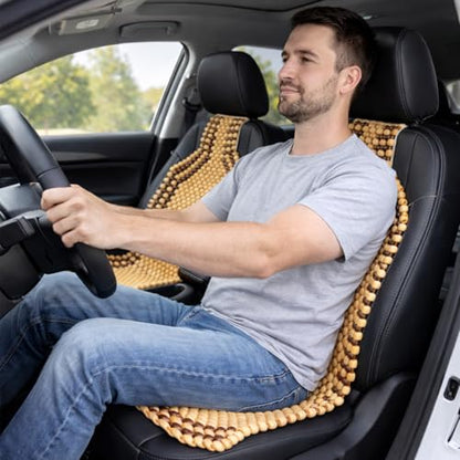 ZONETECH Wood Beaded Seat Cushion 10-Pack - Premium Quality Massaging Double Strung for Stress-Free Driving All Day,Universal Fit for Vehicles and Office Chairs - size: 10 PACK