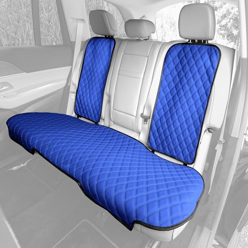 FH Group Car Seat Cover Cushion - Cars Trucks SUV, Faux Leather Car Seat Cushions, Waterproof Car Seat Cover Cushion, Universal Fit Car Seat protector Rear Set Blue - color: Blue, style: Rear Set