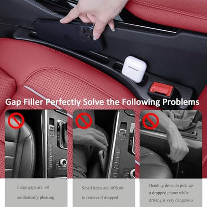 2 Pack Car Seat Gap Filler with Dual Slot Design, 2025 New No Drop Seat Guard for Cars SUV Trucks, Car Accessories Interior Prevent Stop Cellphone Wallet Keys Coins and Card from Dropping - color: Black with Dual Slot