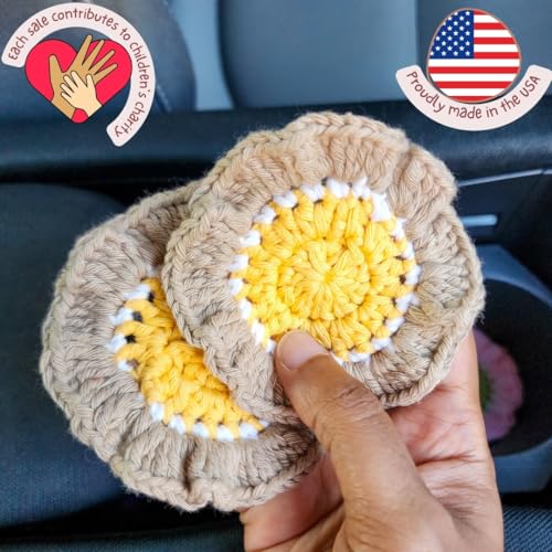 Cotton Crotchet Ruffled Flower Coaster Set (Lemon Sorbet) - color: Lemon Sorbet