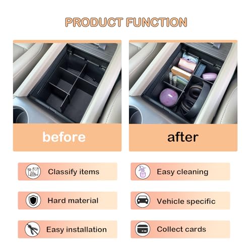 Center Console Dividers Compatible with Honda Pilot 2016-2022 / Ridgeline 2017-2022 2023/ Passport 2019-2022 2023 Accessories, Interior Armrest Insert Underseat Storage