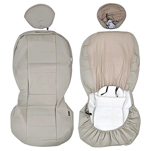 BDK carXS Beige Leather Car Seat Covers Front Seats Only, 4-Piece Faux Leather, Includes Front Seat Covers, Automotive Seat Covers for Trucks SUV - color: Beige, size: Front Seat Covers
