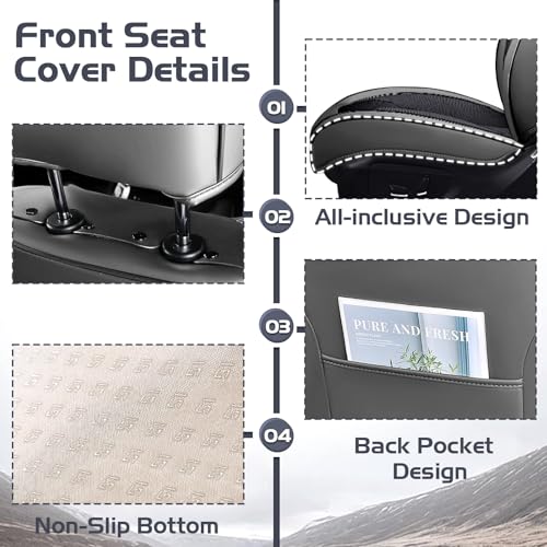 Truck Seat Covers for Ford F150 2009-2026, Waterproof Premium Leather Full Coverage Car Seat Cover, Muscle Sport Style Auto Interior Seat Cover Sets (Full Set/Gray Black) - color: Full Set Gray Black, size: Ford F150