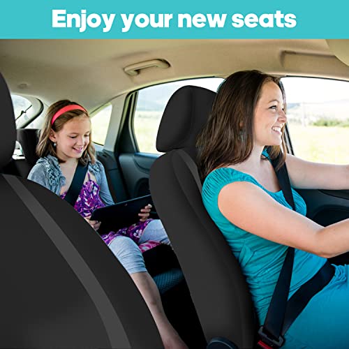 FH Group Car Seat Covers Full Set Cloth - Universal Fit Automotive Covers, Low Back Front Solid Cover, Washable Cover for SUV, Sedan and Van Black - color: Black, size: Full Set