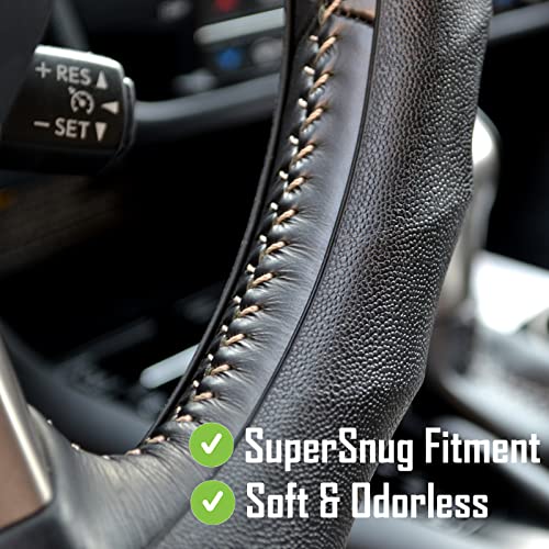 Silicone Car Steering Wheel Cover Universal Grip Steering Protective Cover with Pattern and Massaging Grip for Most Cars, SUVs, Trucks, and Vans