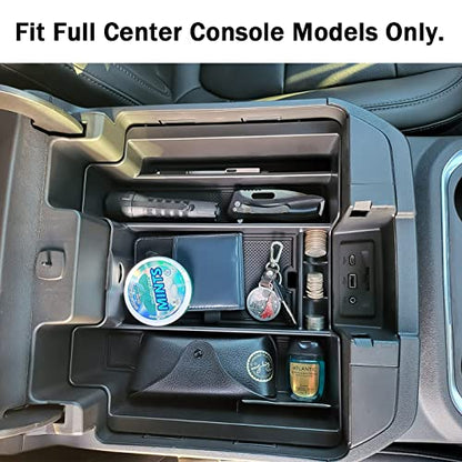 Center Console Organizer Compatible with 2020-2023 Silverado/Sierra 2500/3500HD/ 2019-2022 Chevy Silverado 1500 / GMC Sierra 1500 Accessories - Full-Coverage Insert Tray, ABS material Black - color: black