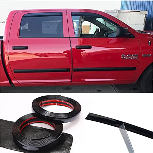 NANSH 16Ft Glossy Black Extra Thick Auto Molding Trim Universal Bumper Window Door Body Side Decorative Strip Scratch-Proof (Width: 1-9/16inch [40mm]) - size: Width: 1-9/16inch [40mm]