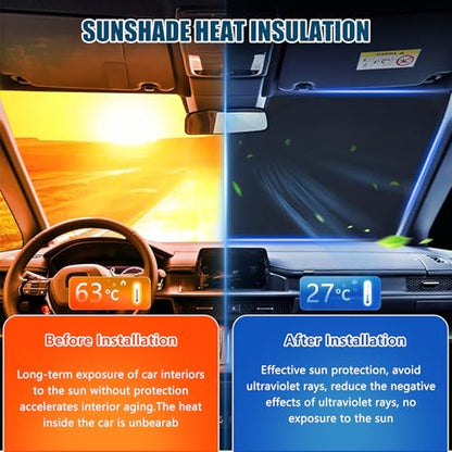 Windshield Sun Shade Customized for Mercedes Sprinter VS30 Van 2019-2026, 3PCS Foldable Car Windshield Cover Sun Protector for Front and Side Windows Reflect UV Privacy Protection - color: Front Window