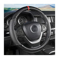 Carbon Fiber Steering Wheel Cover, Universal 15 inch Breathable Anti Slip, Black, Leather & Carbon Fiber, Truck & SUV, Automotive Steering Wheel Covers