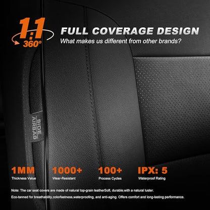 Custom Fit for Toyota CHR 2018 2019 2020 2021 2022 Full Set Faux Leather C-HR Seat Covers Compatible Airbag Black