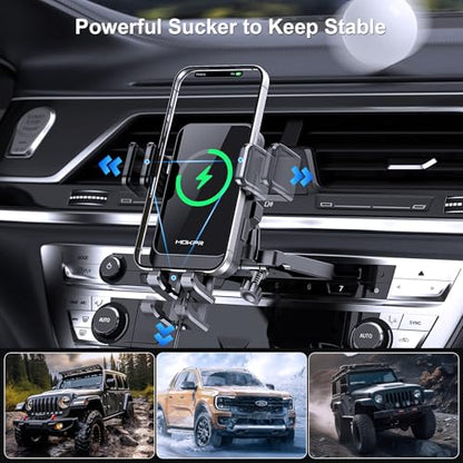 Wireless Car Charger, MOKPR 15W Fast Charging Auto Clamping CD Slot Air Vent Car Phone Holder with LED Light Car Charger for iPhone 16/15/14/13/12 Pro Max Plus, Samsung S23/S22/S21,etc - style: CD Slot Mount