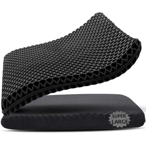 Gel Seat Cushion, 19x19inch Super Large Gel Cushion Pressure Pain Relief Seat Cushion for Long Sitting, Soft Breathable Gel Chair Pads for Home Office Wheelchair Car Seat (Black) - color: 2-black, size: Super Large (19*19*1.65 inch)