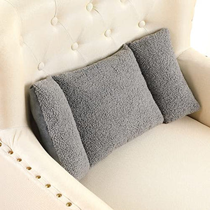 Queekay Fleece Lumbar Support Pillow 3 Section Back Pillow Office Chair for Back Support Comfortable Lumbar Cushion for Car Seat Pain Relief Sofa Rest(Gray)