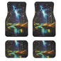 Universal Fit Car Floor Mats - Tech Cloth with Elegant Patterns, Enchanted Forest Stream, Front (26.8x17.3in) & Rear (13x17.3in) Set, Anti-Slip Rubber Bottom, 4PCS, Water-Resistant & Simple to Clean