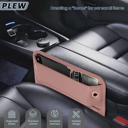 2-Pack Car Seat Gap Filler Organizer - Upgraded Anti-Slip Strap Design - Premium Leather Side Console Pocket - Prevent Phone Falling - Universal Fit Car Essentials for SUV, Truck & Sedan,Pink - color: Dune Pink(2 Packs)
