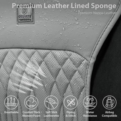 CAR PASS Car Seat Protector, 2 Pack Sideless Nappa Leather Seat Covers for Cars, All Season Waterproof Breathable Front Seats Cushion with Storage Pocket Universal Fit Vehicle Car SUV Truck, All Gray - color: Gray