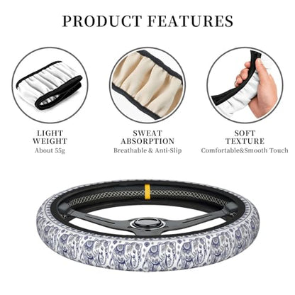 Steering Wheel Cover Accessories Neoprene Cover Non-Slip Breathable Easy to Install Suitable for Women Men Girls for Car SUV Van Truck Universal 14.5-15.5 Inch Blue Elephant - color: Blue Elephant
