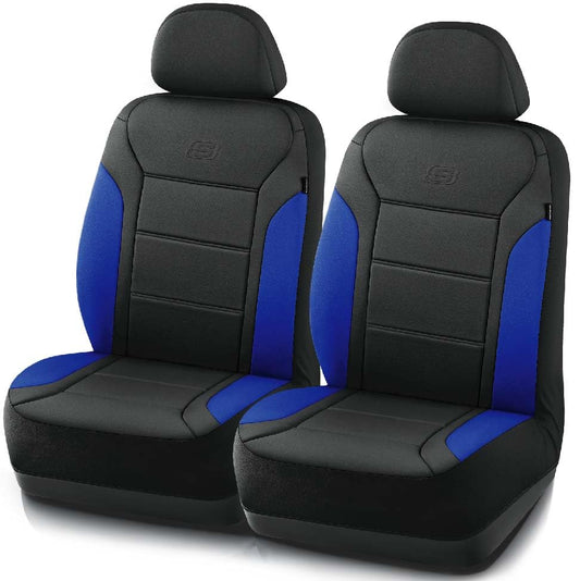 Skechers Memory Foam Car Seat Covers, Lycra Fabric Seat Covers, Car Seat Covers Front Seats Airbag Compatible, Automotive Comfort Protection for Most Cars,Trucks, SUVs,Blue - color: Black&Blue, size: Two Front