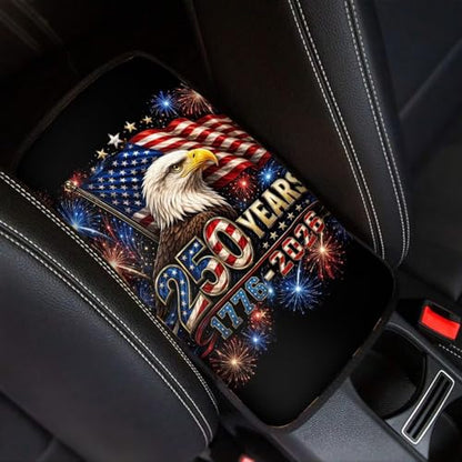 Aermican Flag Bald Eagle Print Universal Car Center Console Cover,Soft Armrest Protector for SUVs,Trucks - color: Bald Eagle Aermican 250 Years