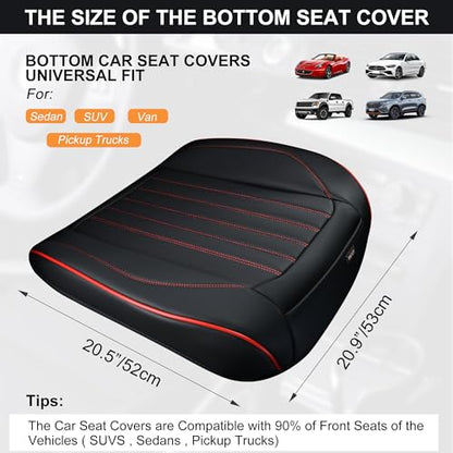 BWTJF Front Car Seat Bottom Covers 2 Pack, Universal Auto Seat Cushions, Nappa Leather Full Wrapping Edge Compatible with Most of Vehicles - SUVs/Sedans/Pickup Trucks, Black&Red - color: Black&Red, size: StyleA-Stripes