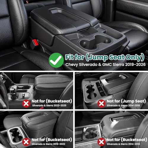 Metal Jump Seat Front Hanging Organizer Box with Cup Holder Compatible with 2019-2026 Chevy Silverado/GMC Sierra 1500 and 2020-2026 Chevrolet Silverado/Sierra 2500HD 3500HD Center Console